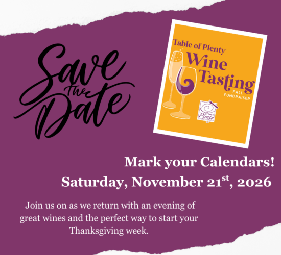 Save the Date - Nov 21, 2026 Table of Plenty Wine Tasting